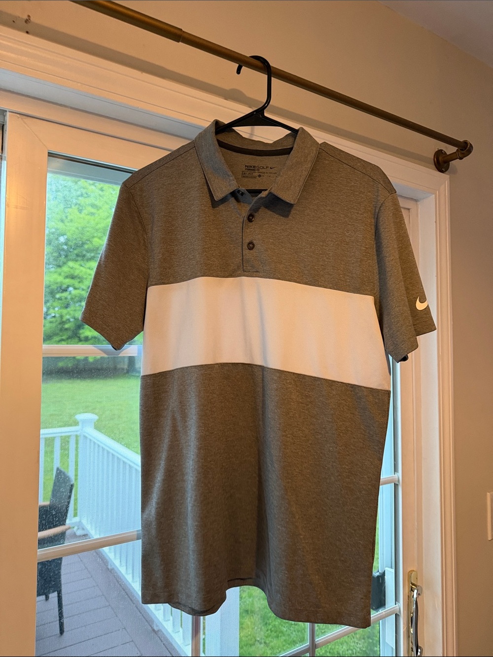 Nike Men’s Gray Polo with White Chest Stripe